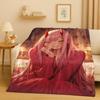 HD Sexy Girl Zero Two DARLING In The FRANXX Cartoon Flannel Blanket,Soft Warm Plush Throw for Home Bedroom Bed Sofa Cover Office