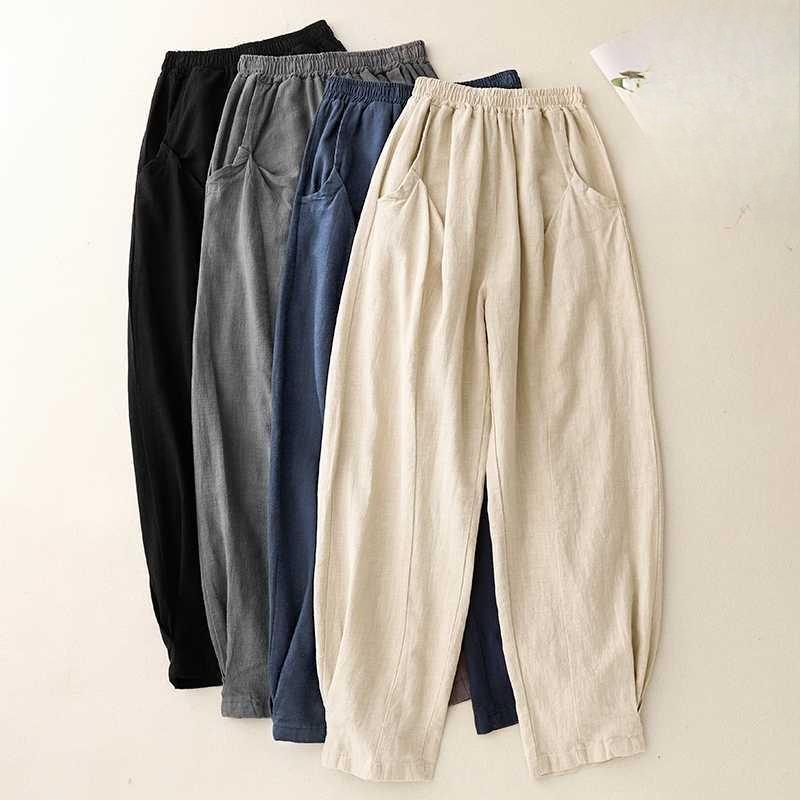 Summer Cotton and Linen Loose Casual Pants for Women