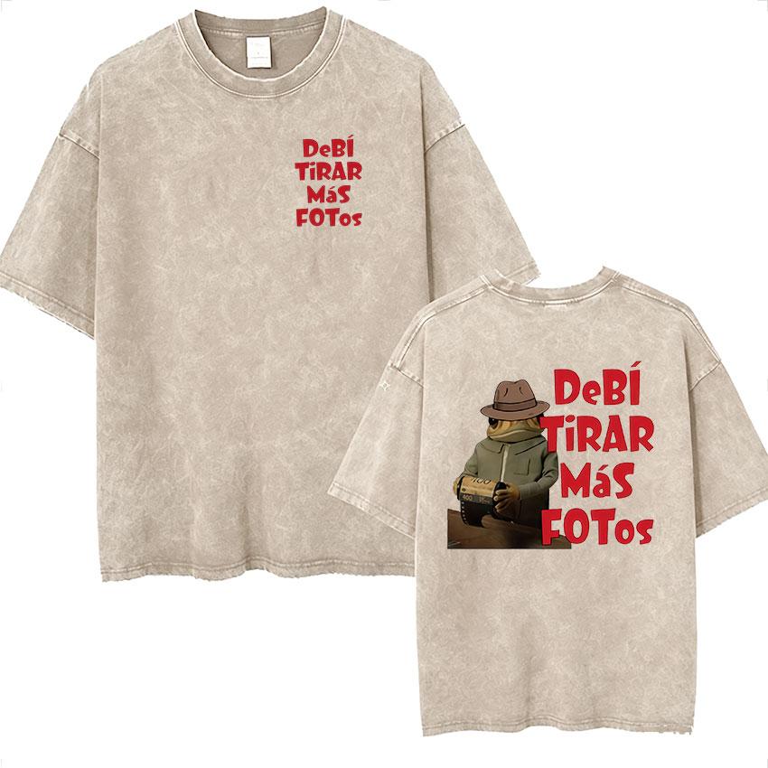 

Rapper Bad Bunny Vintage Washed T Shirt Funny Frog Fans Gift Merch Graphic Tshirts Mens Women ONeck Oversized Cotton TShirt S