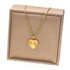 Titanium Steel Engraved Heart and Flower Pendant Necklace, 18K Gold-Plated Celebrity Style Jewelry.
