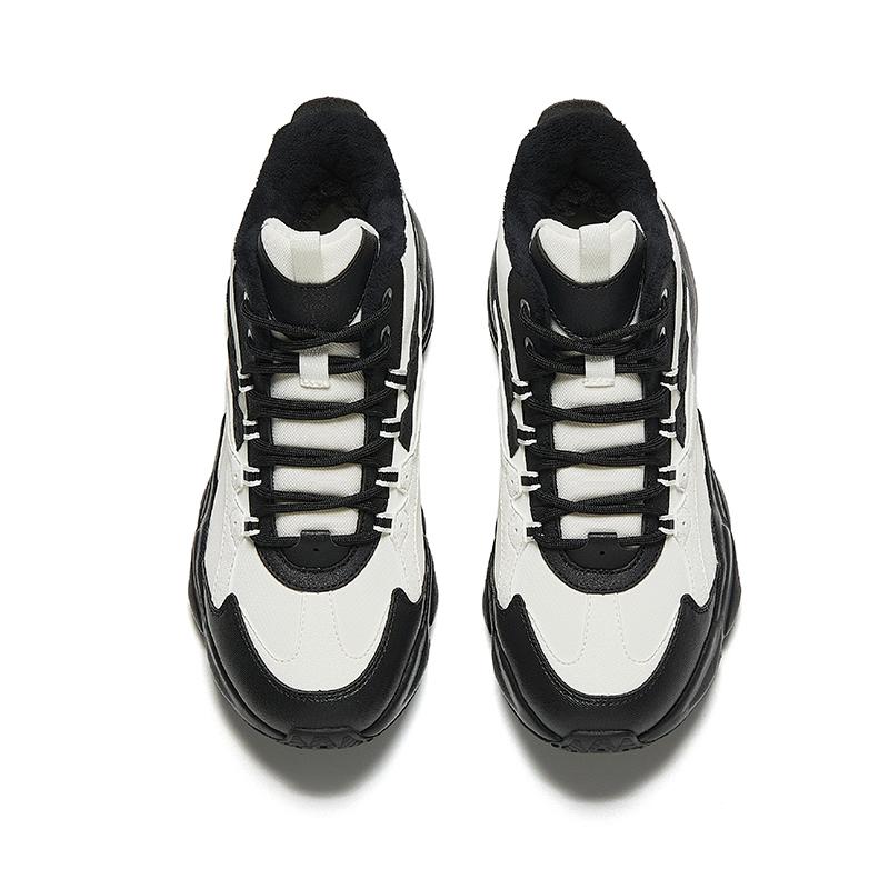 New Anta Walker Slip-Resistant Warm Mid-Top Casual Shoes Women's White Black 922448904-2