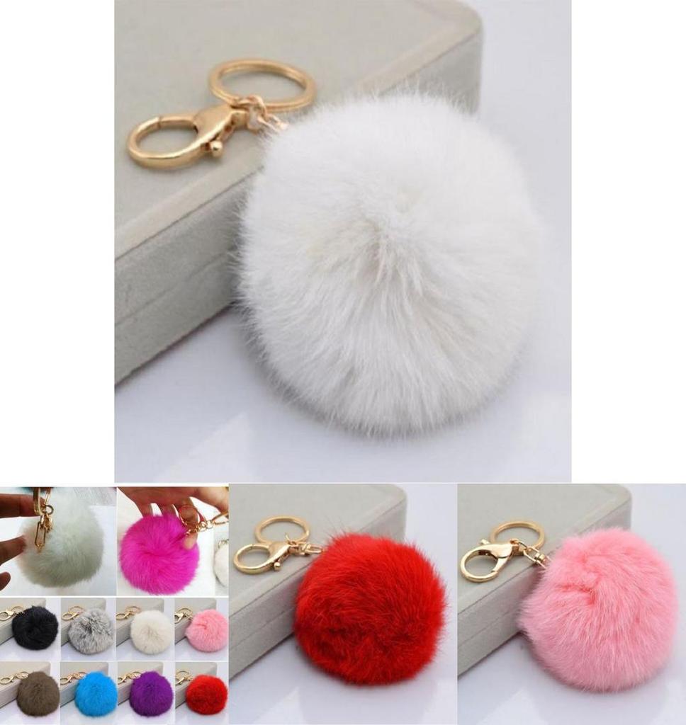 Charmantes Weiches Niedliches Kaninchenfell Pompom Schlüsselanhänger Für Handys Und Handtaschen