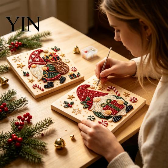 Three Dimensional Bead Craft DIY Christmas Pearl Painting Kit, Handmade Decorative Art for Starter Set Home Decor, Funny Diamonds Kit Adults Beginners