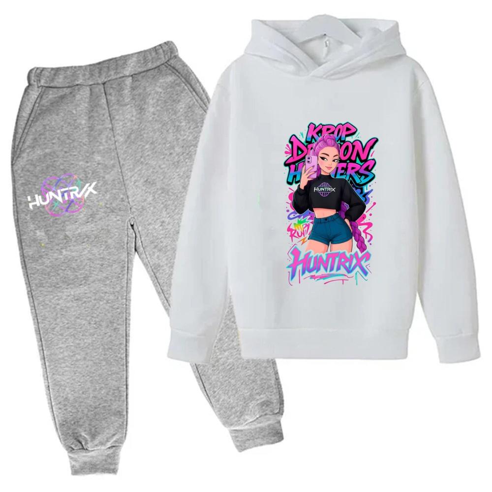 KPop Demon Hunters Kids Cartoon Long Sleeve Hoodie and Pants 2pcs Set Baby Girls Boys Outfit Boutique Clothing Suit