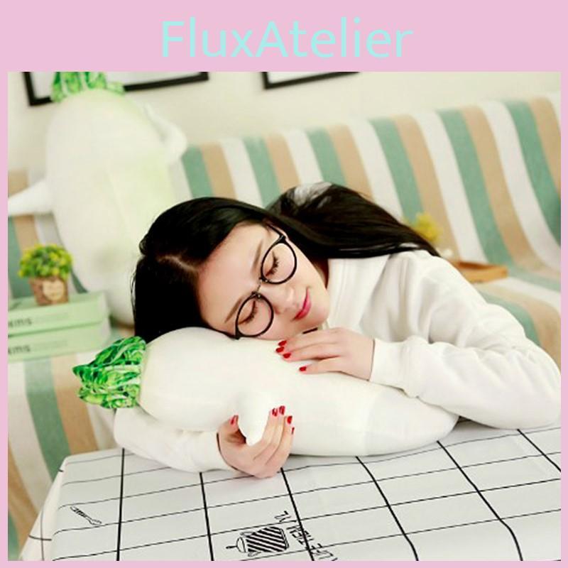 White Plushie Radish Toy Cute Cartoon Doll Girls Kid Companion Present Birthday