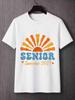 Senior Sunrise 2027 Class of 2027 Graduation T-Shirt - Retro Unisex Short-Sleeve Round Neck Tee with Senior Sunrise, Machine Washable Suitable for Pro