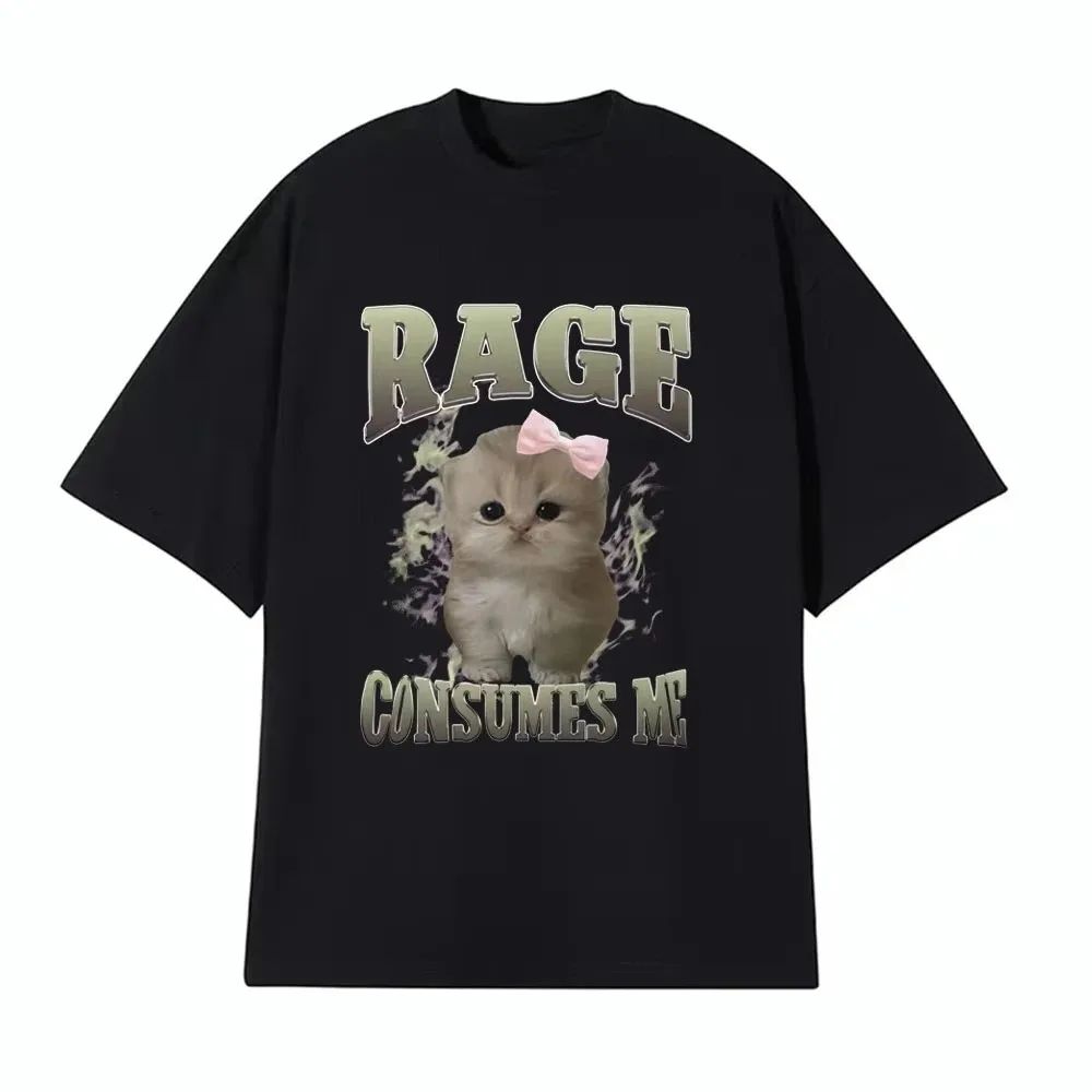 Funny Meme Top Sorry Im Just A Girl Funny Cat Fans Pattern TShirt Summer Y2k Fashion Tops Casual Loose Print Streetwear Unisex