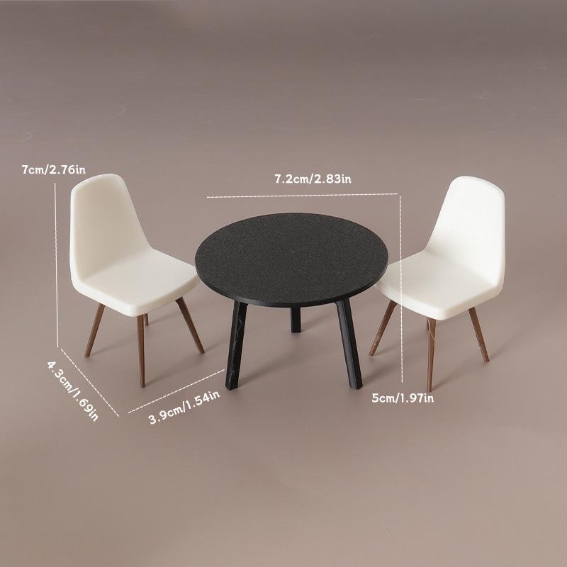 

1/12 Dollhouse Simulation Table Chair Set Dollhouse Living Furniture Decoration Accessories Micro Scene Construction Props A2