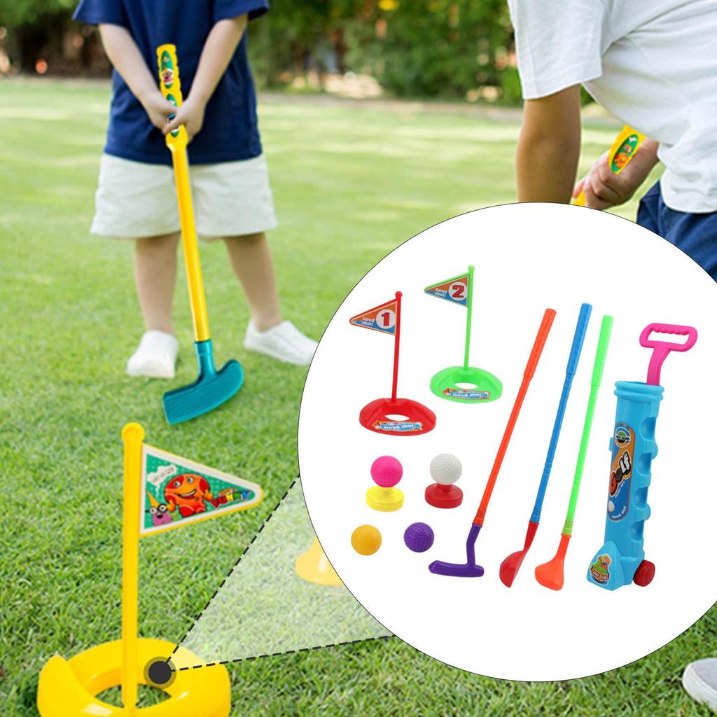 12 Pieces Kids Golf Game Play Set and Numbered Flag Practice Holes Active Exercise with Balls