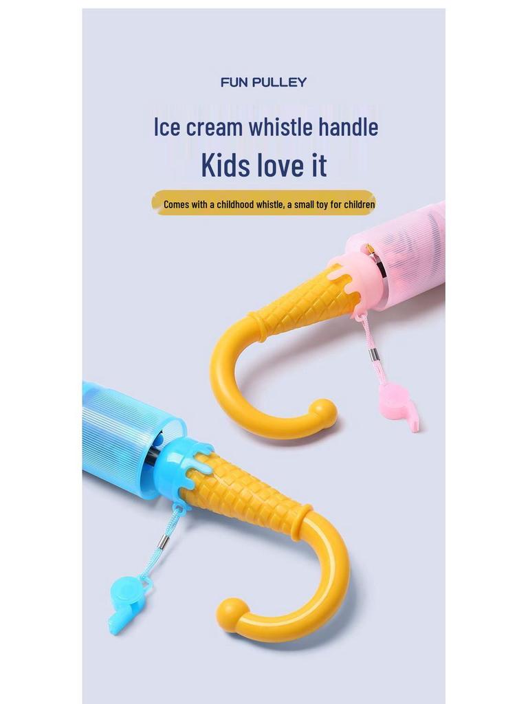 Kids' Cute Cartoon Umbrella - Rounded Corners, Dual-Use for Sun & Rain, Super Light Long Handle.