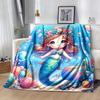1pc Mermaid Printing Blanket - Soft, All-Season Throw for Office Blanket,  | Personalized Gift with Adorable Cartoon Design