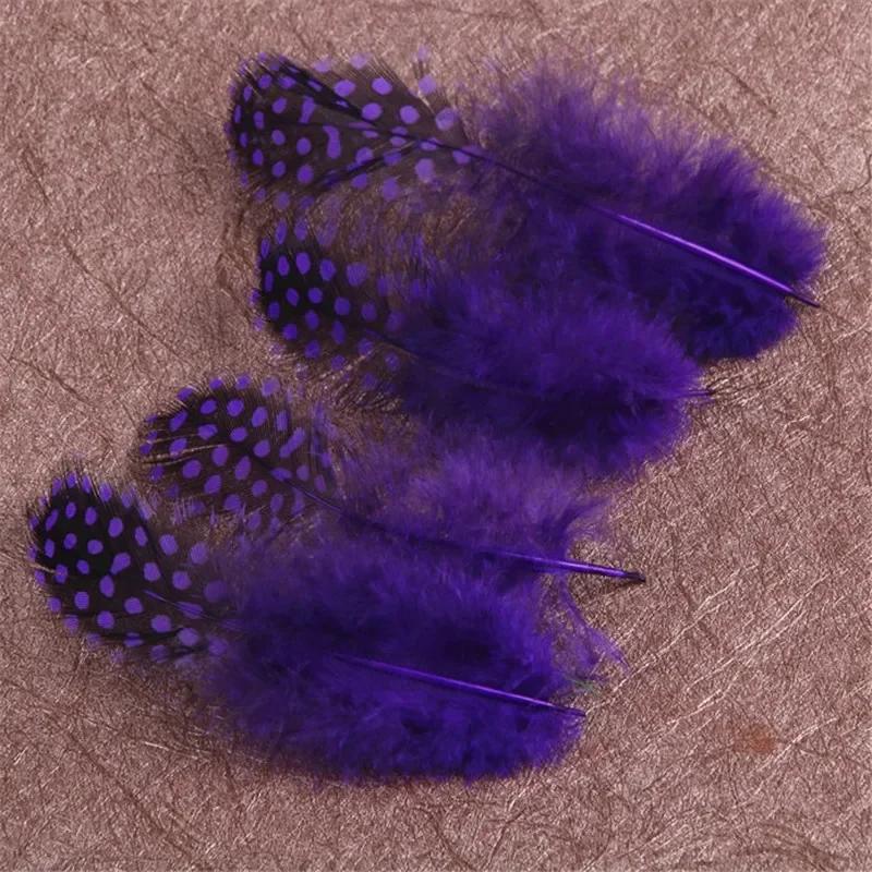 100Pcs Polka Dot Guinea Hen Plumage Feathers for Crafts Pearl Spotted Pheasant Feather for Jewelry Making Hats Carnaval Plumas