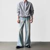 Cleanfit simple retro washed light blue jeans boys loose A-shaped straight drape wide-leg trousers