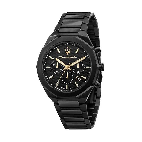 Maserati Men's Black Stile Chronograph Stainless Steel Dial Quartz R8873642005 100M Watch