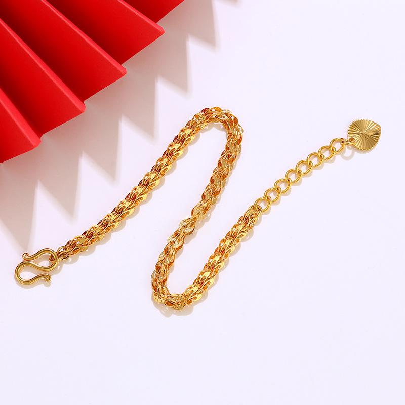 24K Gold Phoenix Tail Jewelry Ladies Retro Niche Design Hollow Personality Bracelet