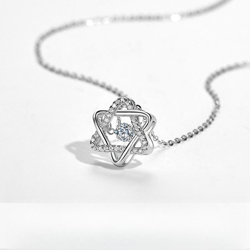 Six Star Necklace: Women's Heart Beats, High Level Sense, Clavicle Chain Tide, Light Luxury, Versatile, and Versatile