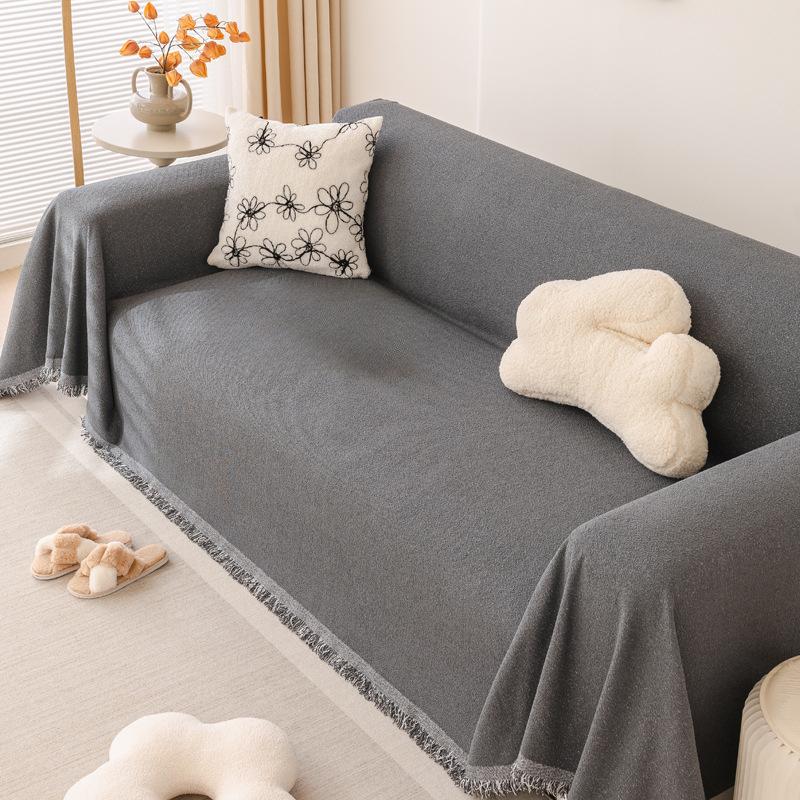 Sofa Towel Anti-Scratching Universal Sofa Cover Towel Cream Style Solid Color Sofa Cover Cover Cloth
