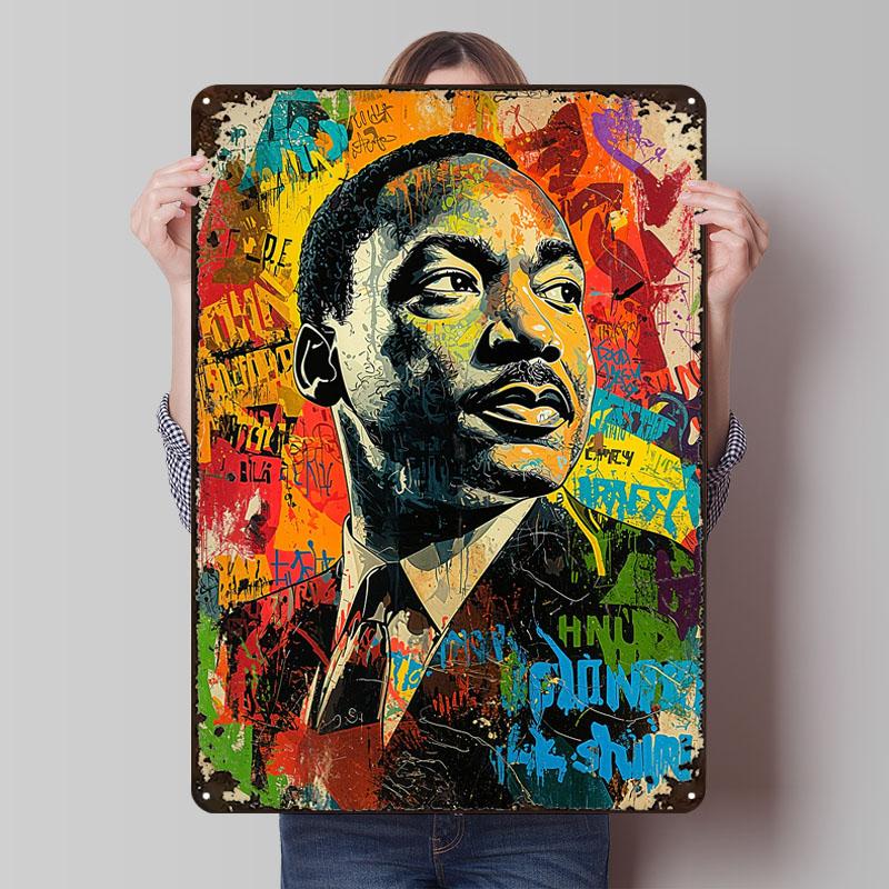 Мартин Лютер Кинг-младший. Металлический постер в стиле граффити Вещи для дизайна комнаты Пользовательские металлические жестяные таблички для настенного декора в стиле ретро 20x30cm（7.8x11.8inch）