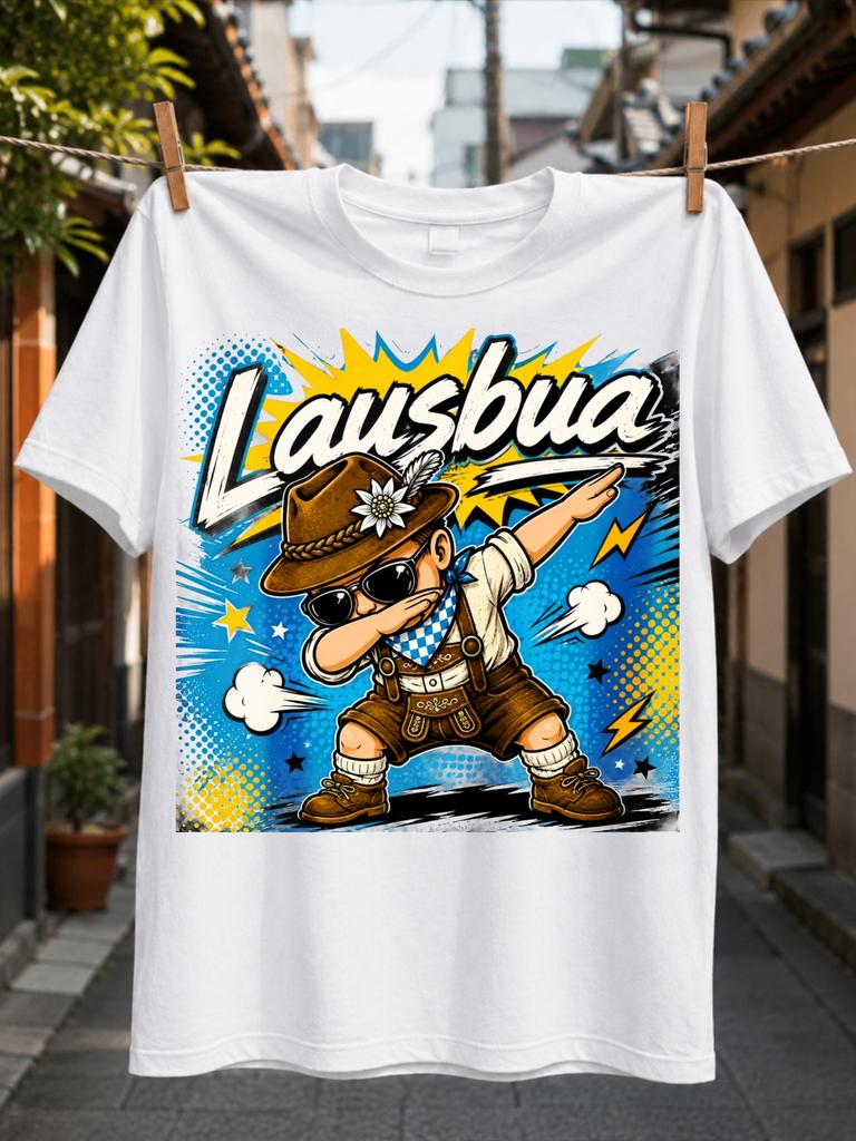 Lausbua Dabbing Bavarian Boy In And With Bright Comic Halftone Styling Unisex All Unisex All TShirt
