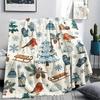 1Pc Cute Season Print Flannel Blanket, High quality Comfortable for All Seasons, Home Decor, Warmth and Comfort, Perfect for Christmas Gifts W50