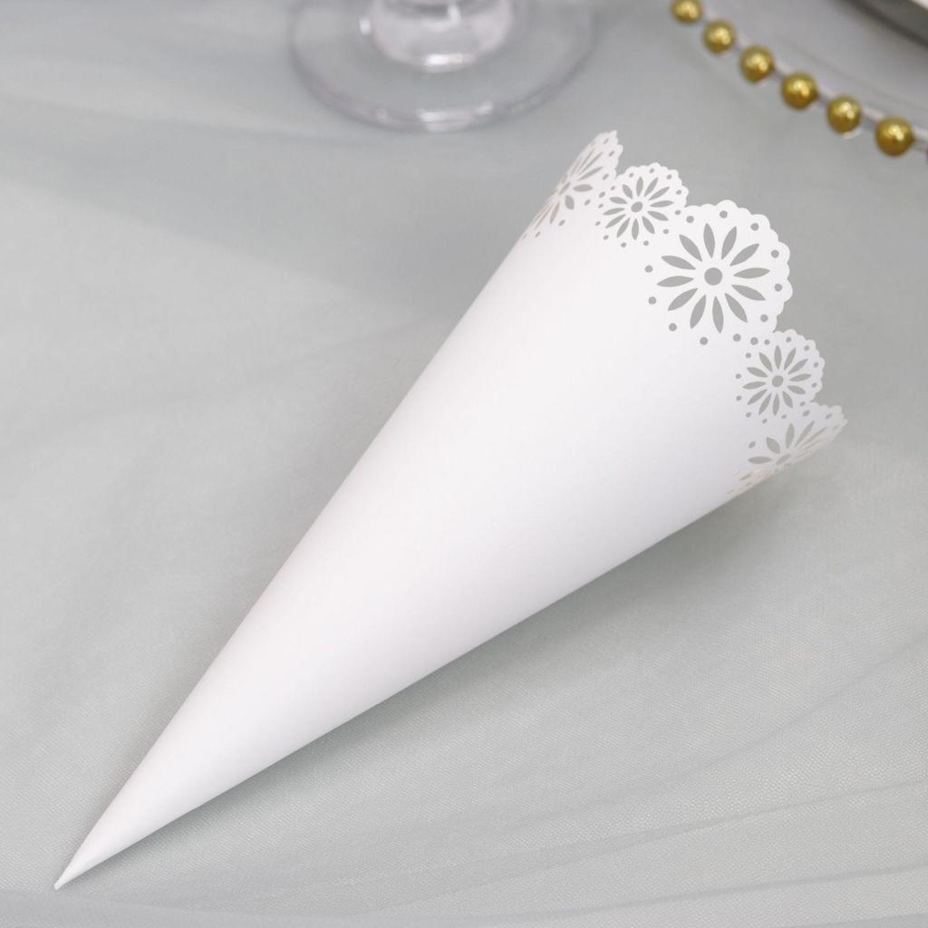 Elegant Wedding Confetti Paper Tube - White Lace Design