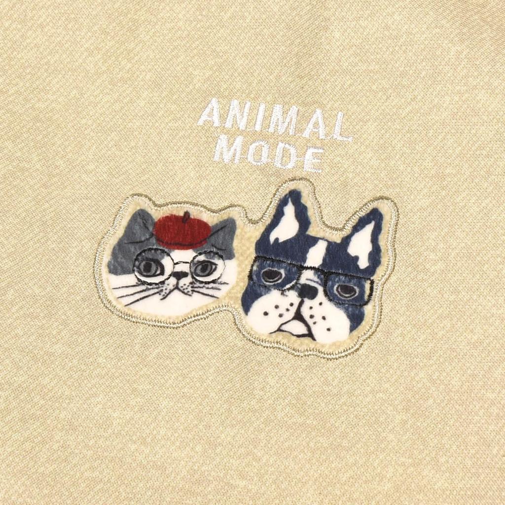 Side Button Apron Animal Mode 258031 Beige [Kusuguru Japan] M-L