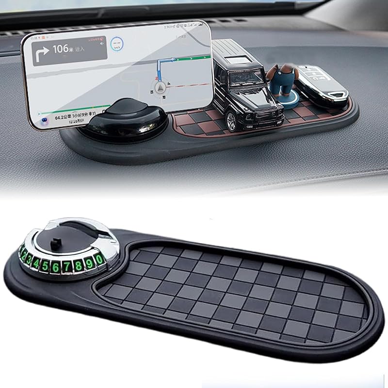 Multifunction Car Anti-Slip Mat, 2025 New Rotatable Anti Skid Car Dashboard Pad,Auto Phone Holder-Universal Non-Slip Car Mat, With Temporary Parking