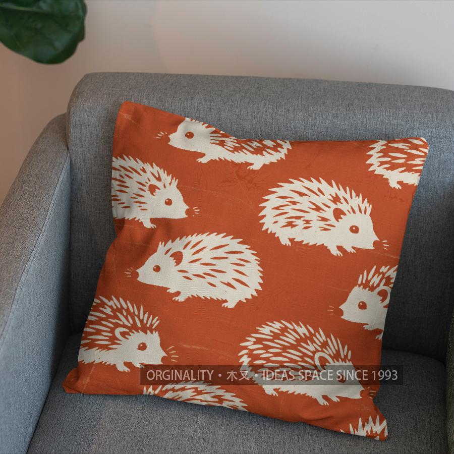 2D Cute Hedgehogs Pattern Pillow Cover For Home Pattern Cushion Cover Suitable For Sofa Bedroom Car Pillow Cover