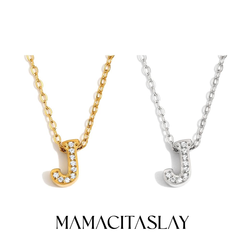 MamacitaSlay Classic 316L Stainless Steel Letter Necklace Waterproof 18K Gold Plated Jewelry Women's Elegant Neck Jewelry Gift