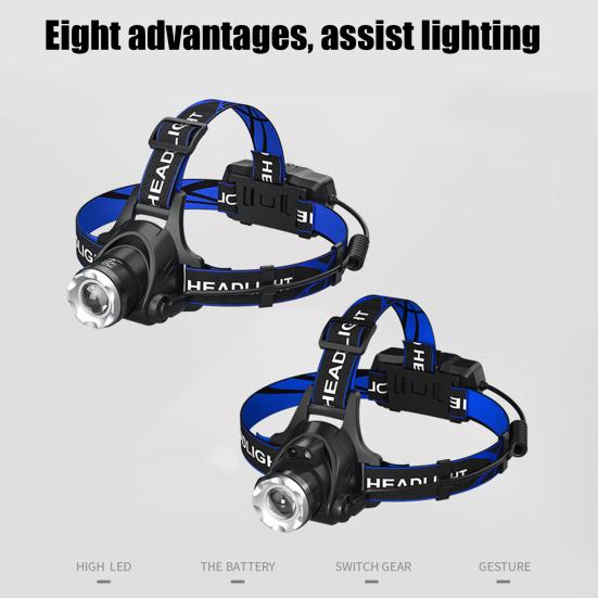 Outdoor Headlamp Telescopic Zoom USB Rechargeable 3 Modes Adjustable Waterproof Super Bright Lightweight Cycling Night Fishing LED Head Light