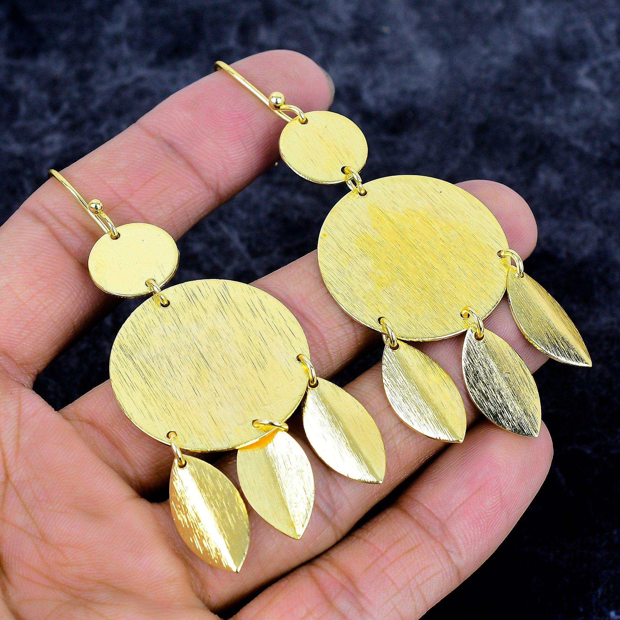 

Golden Look Gemstone Handmade 925 Sterling Silver Jewelry Earring 3.35 M-3384