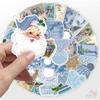 50Pcs/100Pcs Blue Merry Christmas Stickers DIY Fashion Waterproof Doodle Decals Stickers