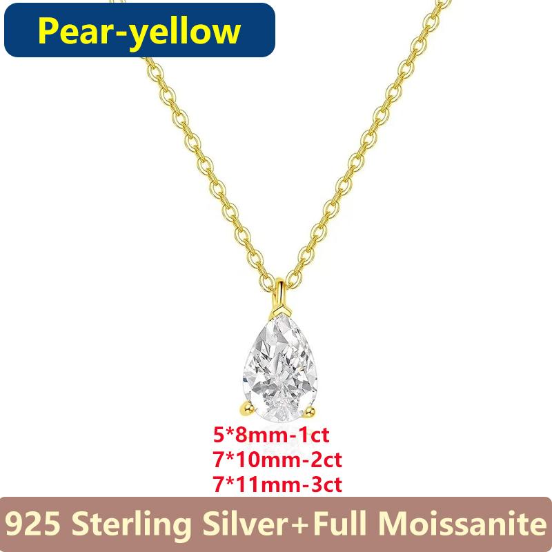 

Classic Necklace Pendant For Women 925 Silver Jewelry Pear Cushion Asscher Princess Emerald Radiant Marquise Oval Heart Necklace with bag&1ct