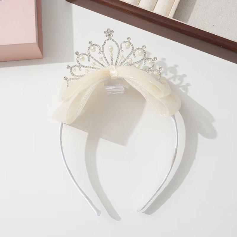 1Pcs Bow Pearl Sweet Hair Band Birthday Party Costume Props Hair Accessories Children Princess Crown Headband Girls Hair Hoop