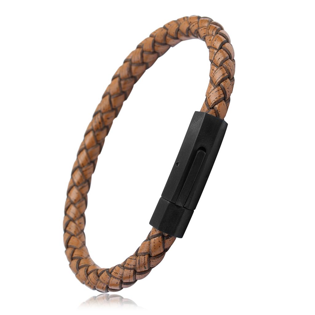 1pc/bag 19/21cm Stainless Steel Connector Genuine Leather Rope Simple Design Bracelet Birthday Party  Man Women Jewelry Gift