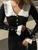 Retro Woolen Ruffle Knitted Dress: European and American French Style for Autumn and Winter