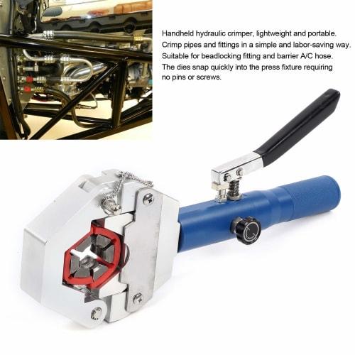 Hydraulic Hose Crimper, Portable Handheld Hydraulic Hose Crimping Tool for Air Conditioning Repair, 7-Die Set Hydraulic A/C Hose Crimper Kit for BH Ai