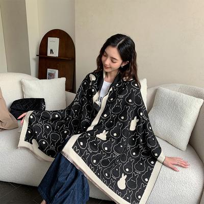 Simple Korean Style Autumn and Winter Imitation Cashmere Scarf New Warm and Versatile Cute Scarf Student Neck Protector Plus Velvet Shawl