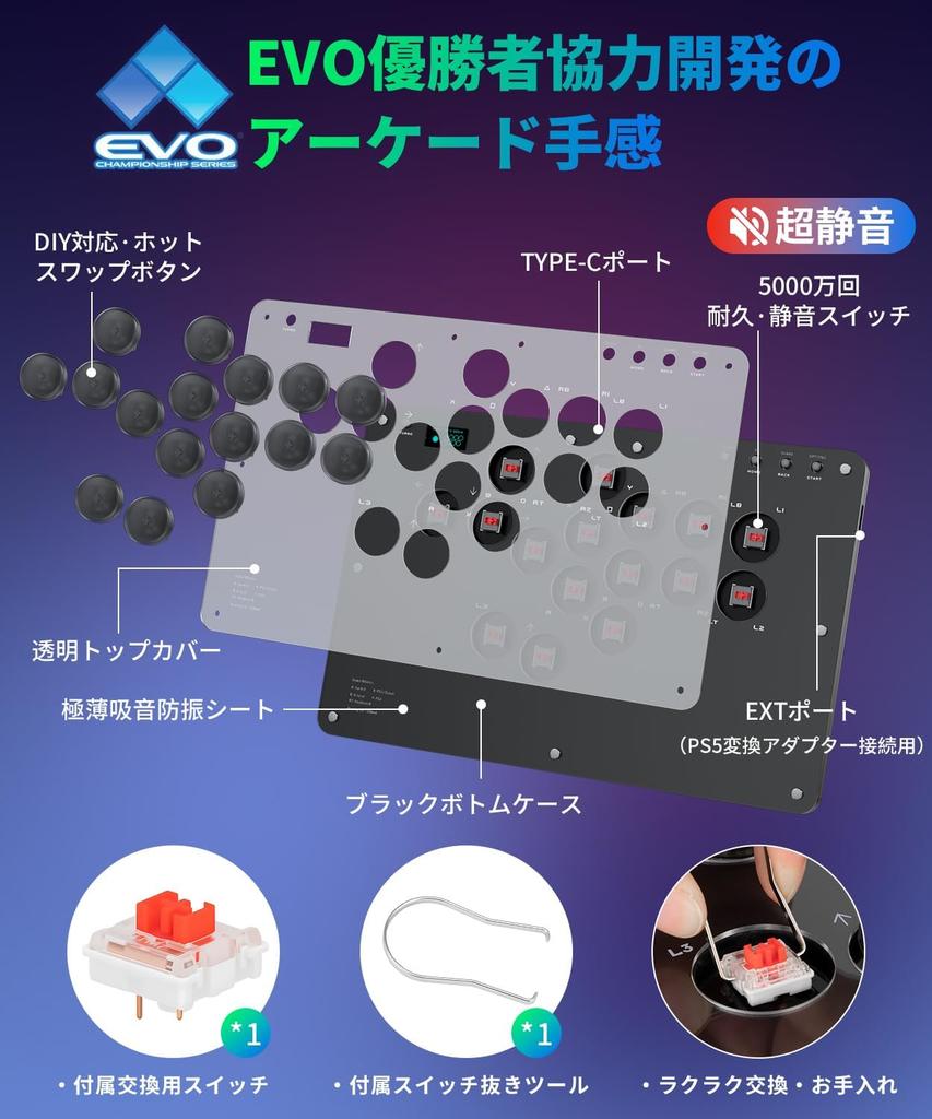 AQielev Leverless Arcade Stick Controller in Compatible with All Control for Leverless PS4 Controller for Fighting Fighting Game World Zero Turbo