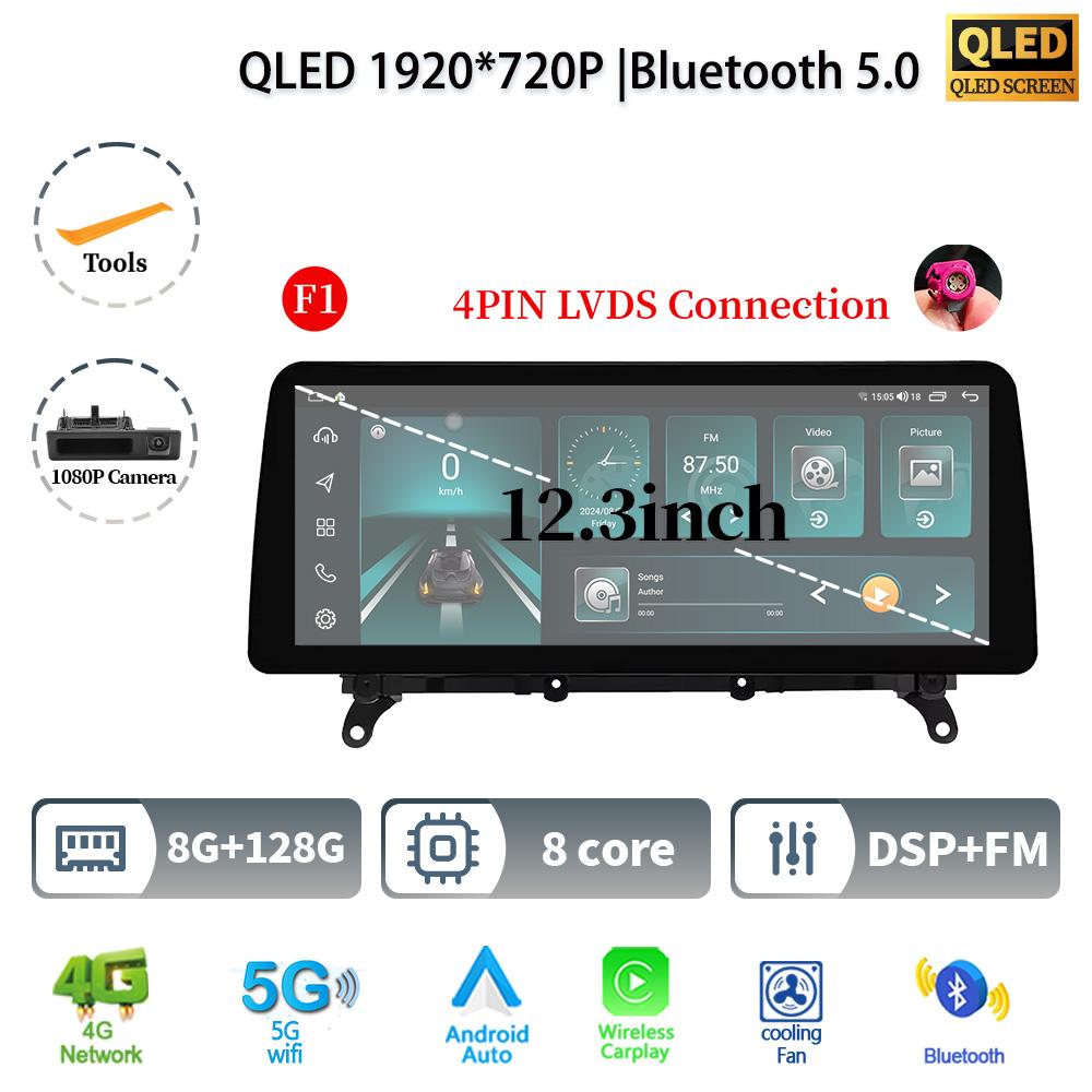 12.3" For BMW X3 F25 X4 F26 2011-2017 Android 14 Car Radio Multimedia GPS Navigation Bluetooth WIFI CarPlay Touch Screen Stereo