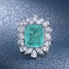 European & American S925 Sterling Silver Ring with 10*12 Emerald-Cut Paraiba Blue Stone for Women