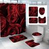 1 Set Waterproof Shower Curtain Romantic Valentine'S Day Heart Rose Bathroom Curtain Set Shower With 12Pcs Plastic Hooks