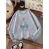 Kids Crewneck Sweatshirt, Blue Christmas Tree Print, Casual Tops for Fall & Winter