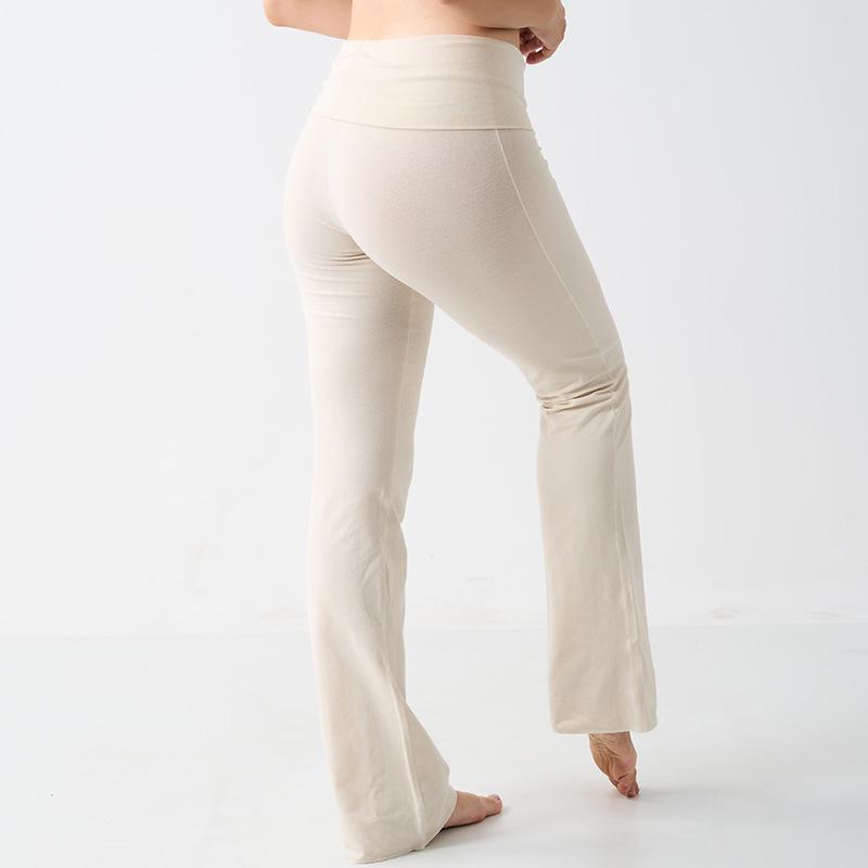 

Foldover High-Waist Cotton Yoga Pants: Eco-Friendly, Relaxed Fit, Flared Lounge Pants Extra Large белый