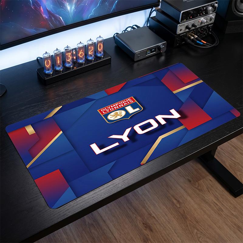Lyon FC Theme Pattern Mouse Pad, Soccer Logo Design XXL Gaming Desk Mat Non-Slip Computer Mouse Pad