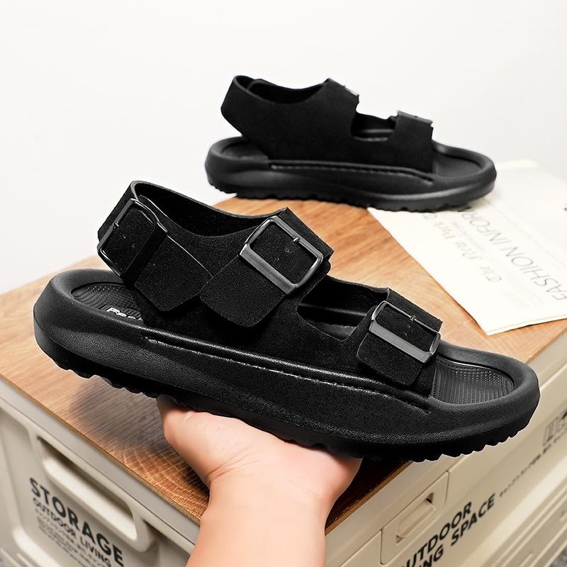 Summer wear rubber outdoor one-word slippers men's casual flip-flops non-slip beach shoes flat-heeled cool slippers women