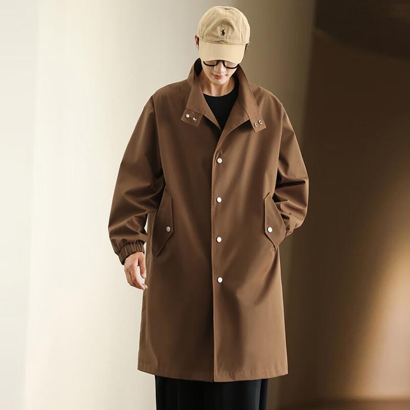 ROMON Men's Autumn Mid-Length Trench Coat