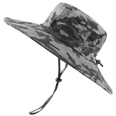 Unisex camouflage katoenen bucket hat met brede rand, bloemen zonnehoed, outdoor reis vissen zon klimhoed
