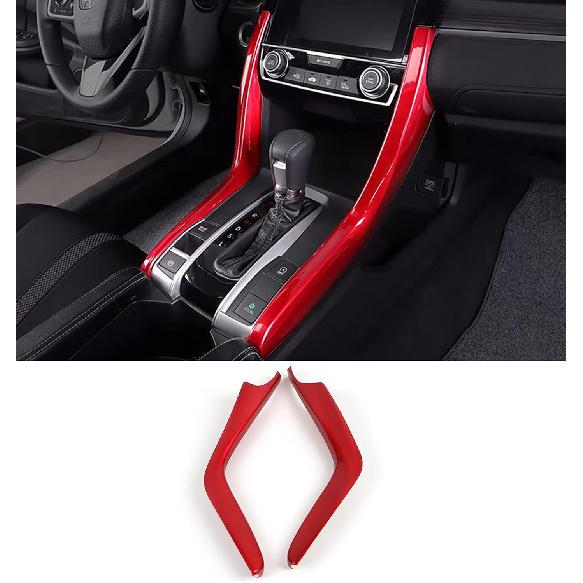 Car Accessories Fit for Honda Civic 10th Gen 2016 2017 2018 2019 2020 2021 Interior Side Gear Shift Panel Strips Cover Trim Decals (Carbon Fiber