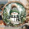 Wooden Christmas Sign with Buffalo Plaid & Snowman Pattern - Navidad Round Sign for Front Door Wall Hanging Decor - Ideal Christmas Decoration